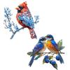 Red Bird Sun Catcher, 2D Acrylic Bird Hanging Decoration, Stained Glass Style Bluebird Suncatcher for Indoor Window Front Porch Decor