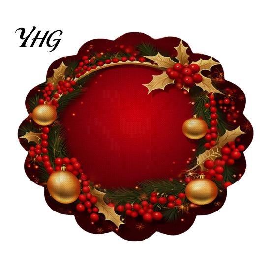 Non Slip Kitchen Decor Round Christmas Placemat, 14 Inch Festive Pattern Anti Tabletop Protector, Scald Table Cover Heat Insulation Place Mat
