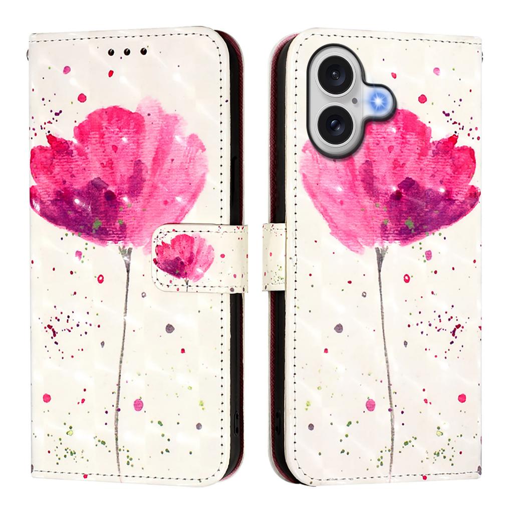 For iPhone 17 Leather Case Pattern Printing Wallet Stand Mobile Cover with Strap
