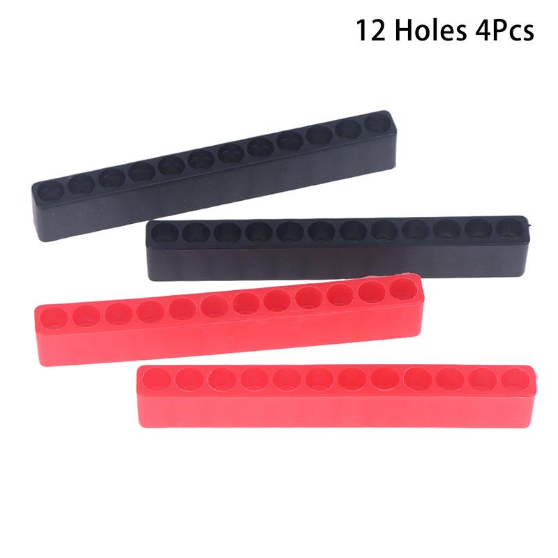 4Pcs 10/12 Holes Screwdriver Bit Holder Soft Rubber Organizer 1/4 Inch Hex Screwdriver Head Drill Bit Stand Case Power Tool