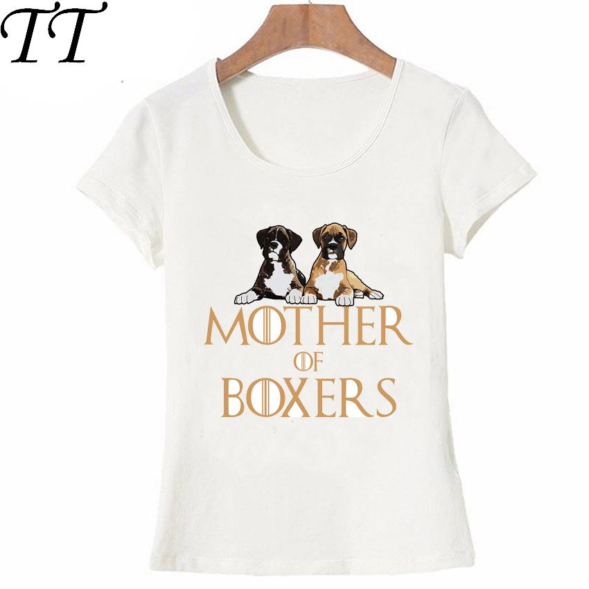 Funny Design Mother Of Boxers Dog TShirt New Summer Women Tshirt Lovely Dog Print Tops Tee Cute Girl Camisetas Short Sleeve