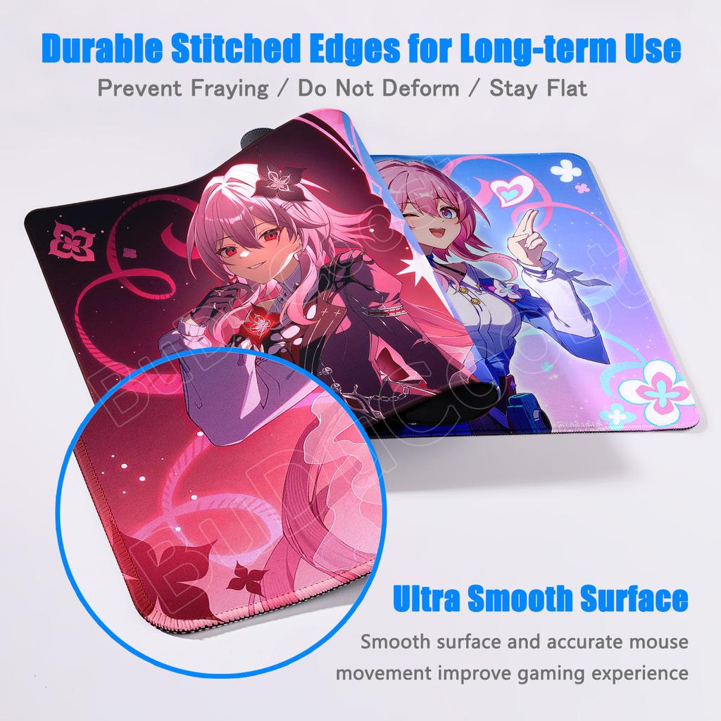 Cute anime game mouse pad Honkai Star Rail March 7th Girl Pink mousepad Non-slip Desk Mat desk organizers and trays 900 x 400MM
