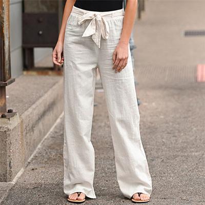 Letnie, jesienne, damskie luźne spodnie z szerokimi nogawkami Casual lniane spodnie z elastyczną talią Plus rozmiar S-3XL Wygodne i wszechstronne