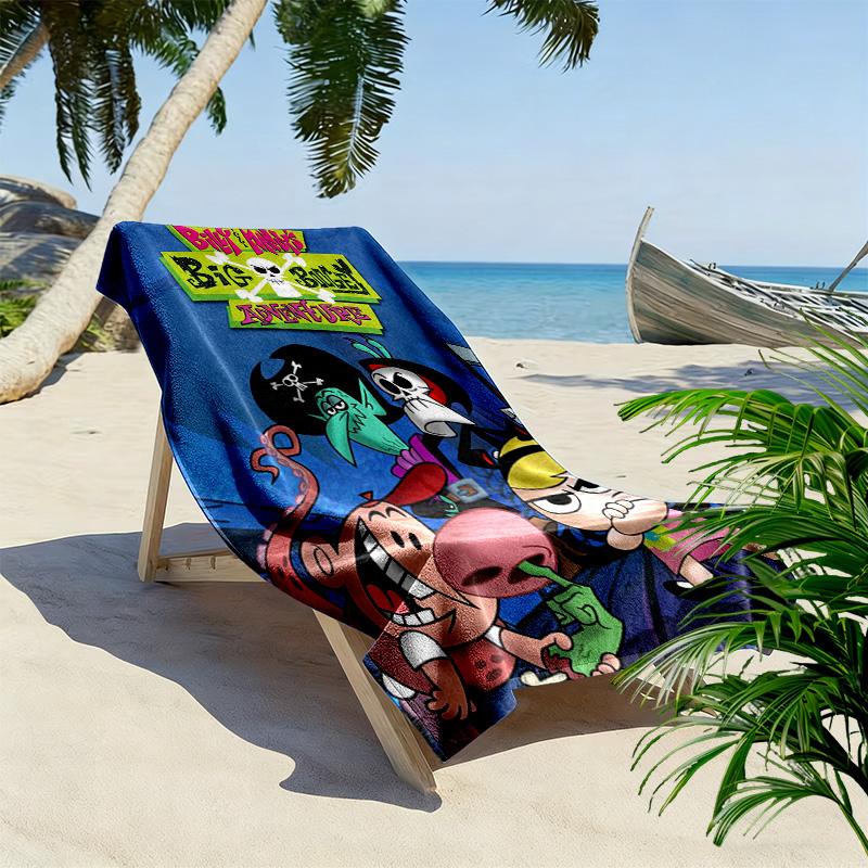 The Grim Adventures of Billy & Mandy 2D Flat Print Beach Towel, Large Soft Quick Dry Towel for Beach Camping SwimmingSSTJ0917081