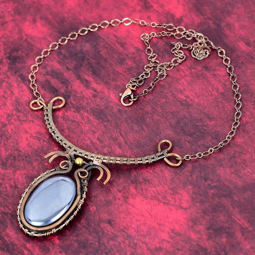 Shungite necklace copper wire wrapped jewelry adjustable chain necklace gemstone handmade necklace engagement gifts copper designer necklace