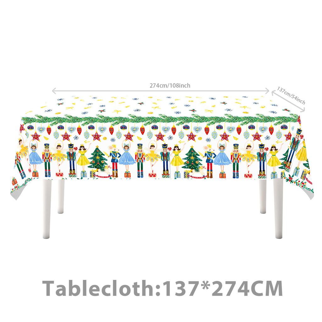 Christmas Themed Party Supplies White Nutcracker Tableware Party Atmosphere Arrangement Props Banner Tablecloth
