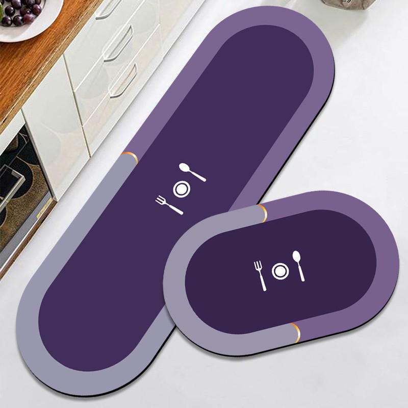 Non-Slip Diatom Mud Kitchen Rug: Solid Color, Oil-Proof, Water-Absorbent, Quick-Drying Floor Mat for Home Use