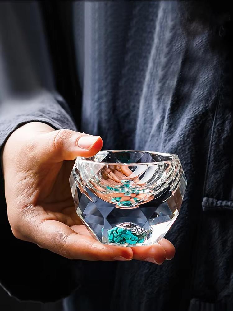 Creative Crystal Faceted Liquor Glasses Vodka Whiskey Spirits Glasses Turquoise Scales Dispensers Home Sip Glasses Bar Utensils