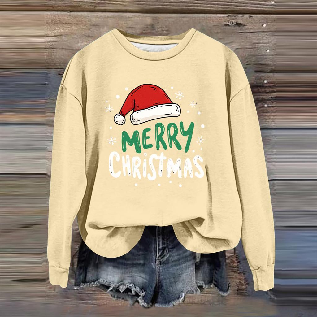 Women's Fashion Casual Long Sleeve Loose Christmas Printed Sweatshirt