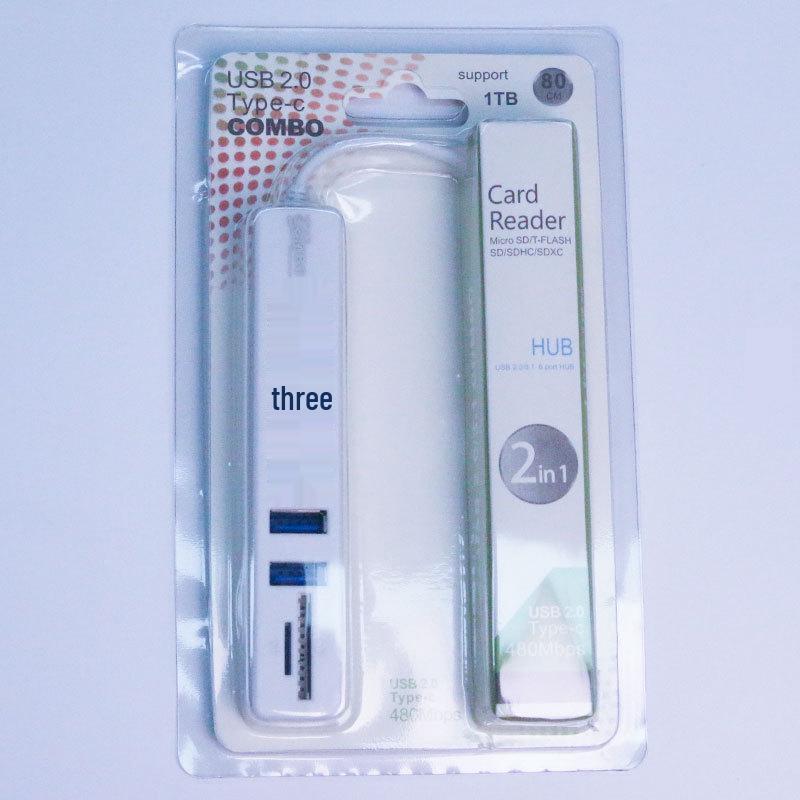 True 2.0 USB Hub: 6-Port Splitter Docking Station with 2-in-1 Card Reader for File Transfer