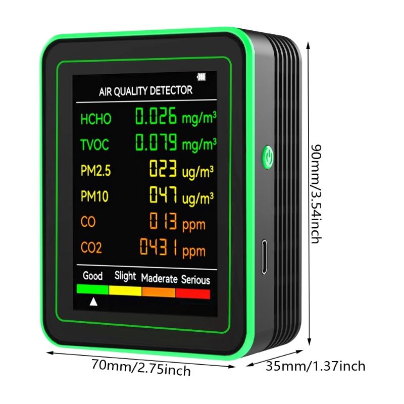 Intelligent Indoor Home Air Pollution Detectors Inspector with CO2, Temperature, Humidity, Formaldehyde, TVOC Monitoring