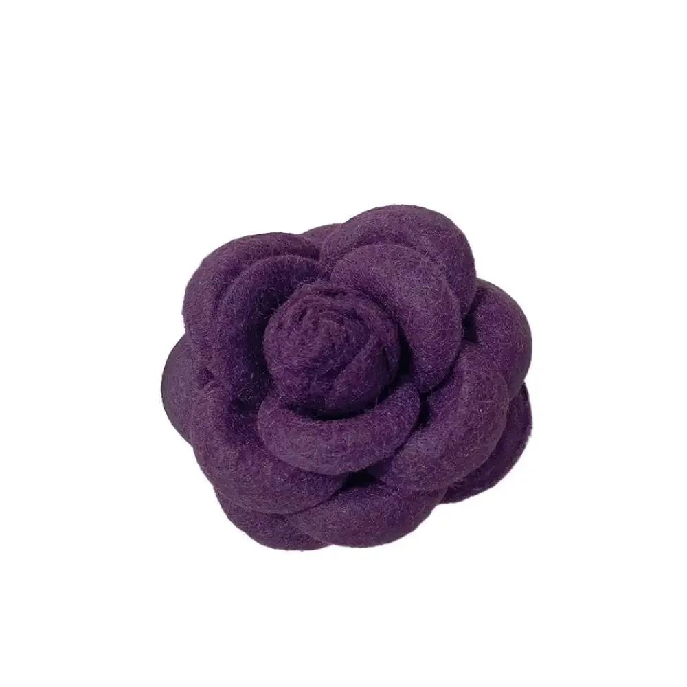 Fabric Handmade Accessories Camellia Flower Brooch Suit Sweater Coat Colorful Retro Flower Pins lothing Decoration Jeweley Gifts фиолетовый