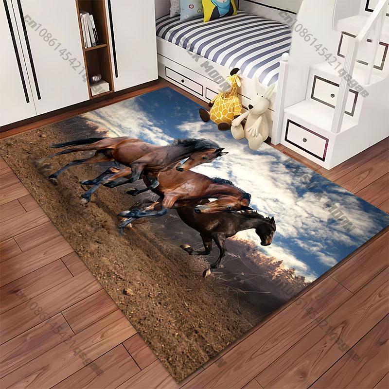 Horses running freely outdoors carpet Yoga living room room decor children's crawling mat doormat area rug games mat