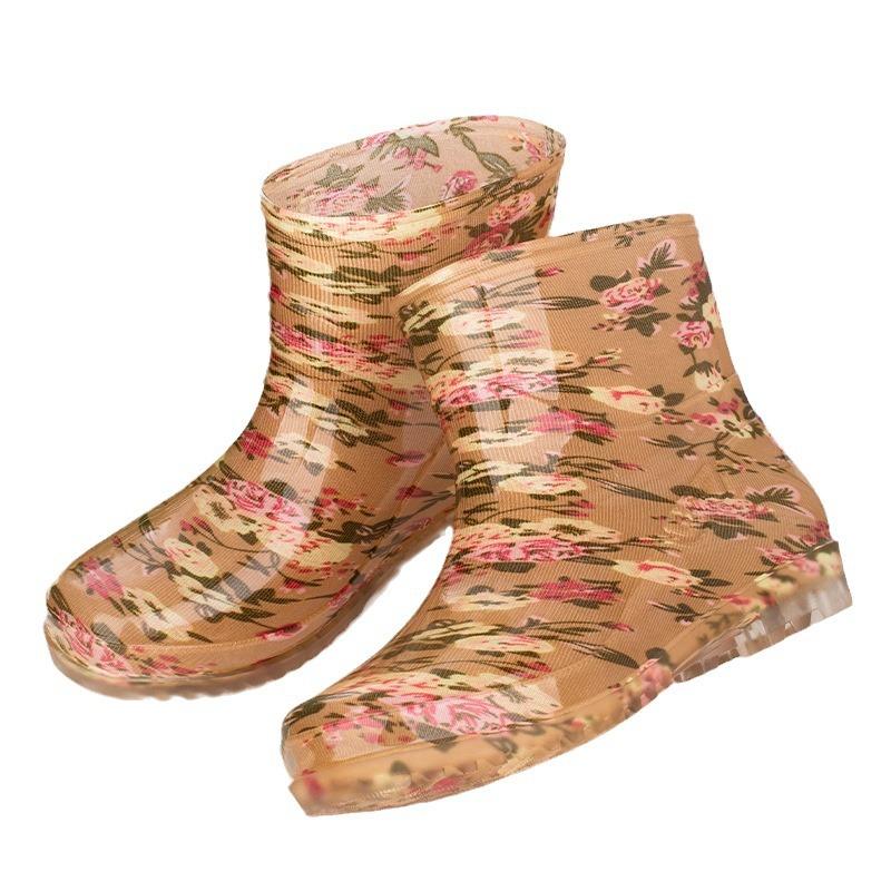 Water Shoes Low Tube Women's Rain Shoes Short Tube Women's Rubber Shoes Work Waterproof Non-slip Warm Water Boots Short Rain Boots