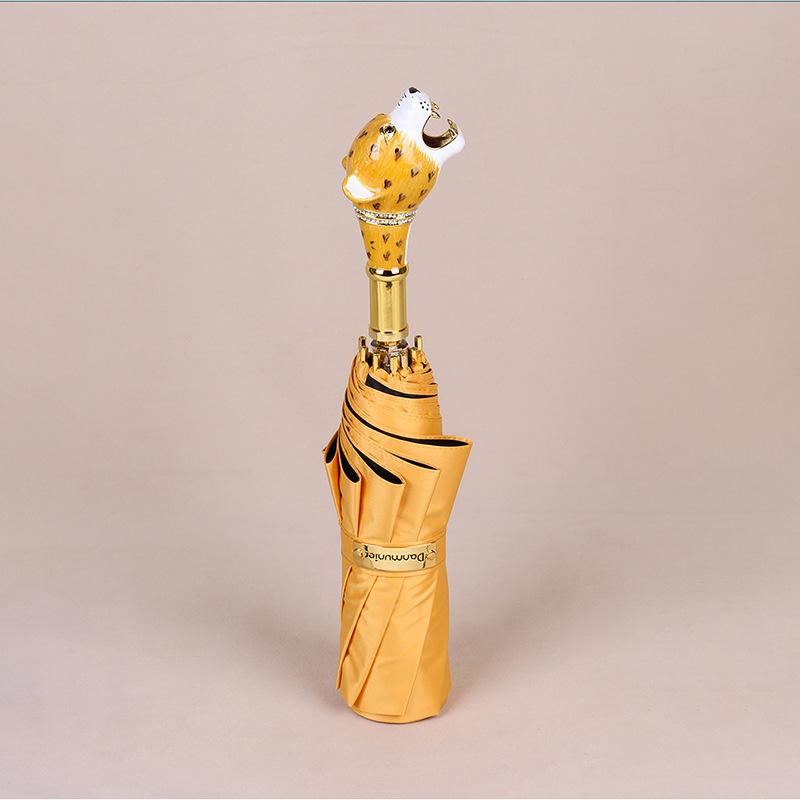 

Зонт с длинной ручкой Голова леопарда , двухслойный, ветрозащитный, прочный, черный, белый, роскошный, креативный, дождевой зонт, зонтик от солнца, подарок