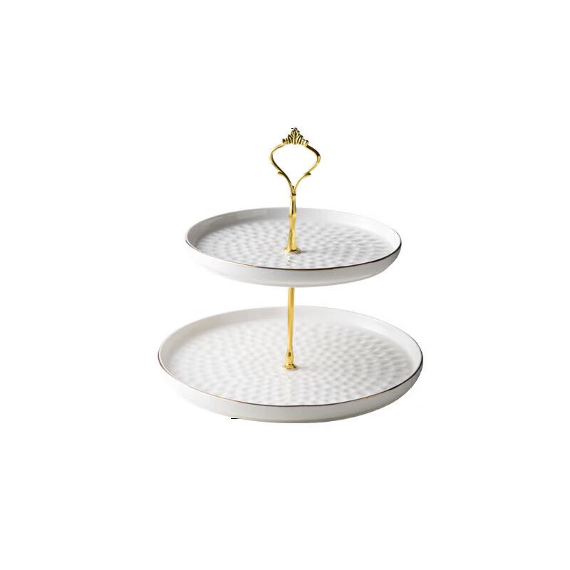 Luxury Ceramic Tiered Serving Platter with Hammered Texture