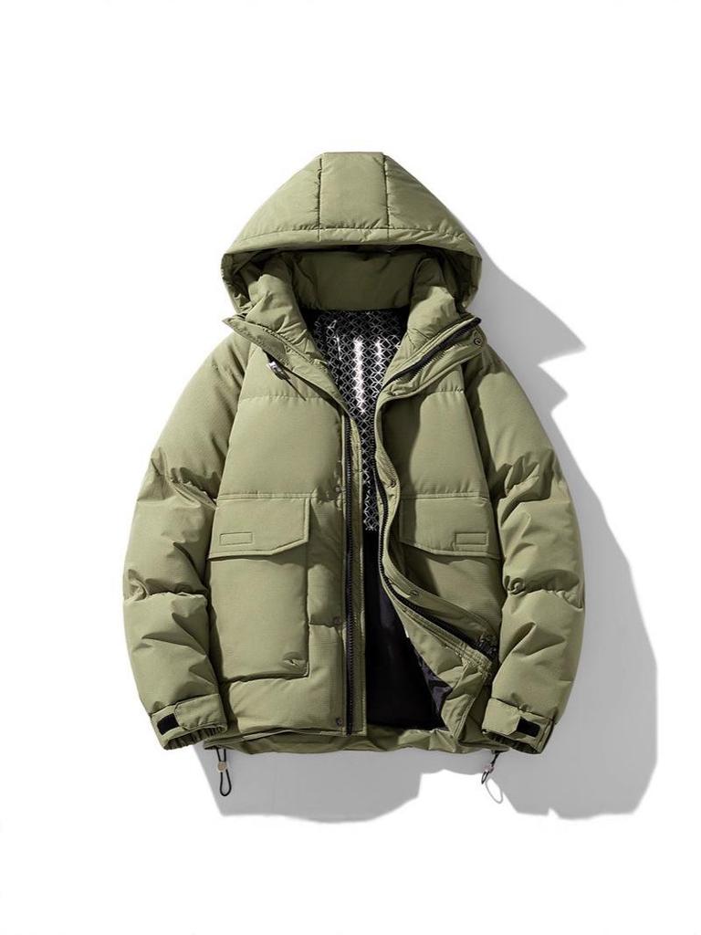 Men's 2025 Winter Down Jacket with Velvet, Hooded, Plus Size, Loose Fit for Teens and Students