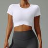 Womens Yoga T-Shirt Crop Top Short Sleeve High Stretch Breathable Fitness Workout Tee