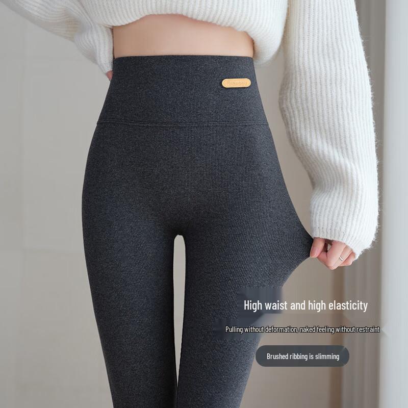 Langsha Women's Ribbed Cotton High-Waist Leggings