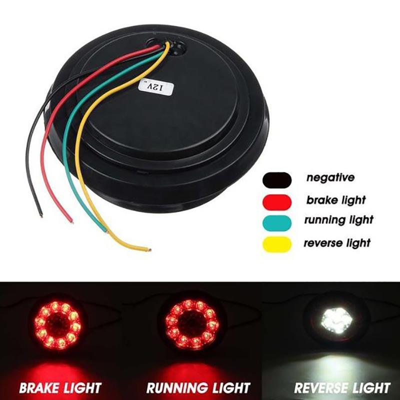16 Led Car Round Amber Red Taillights Rear Stop Brake Running Reverse Lamp