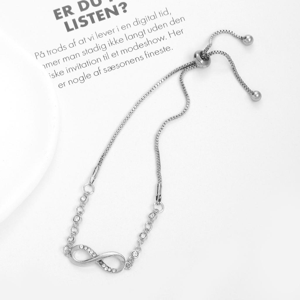 Fashion Bow Diamond Adjustable Bracelet 8 Characters Women's Simple Jewelry Chain Jewelry