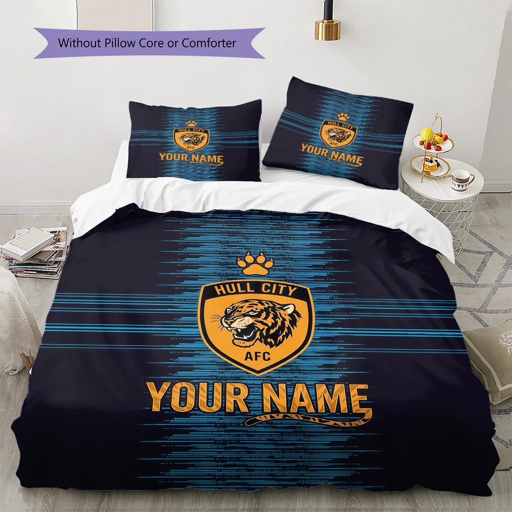 Custom Name Hull City Pattern Bedding Quilt Set Home Decoration Gift (1 * duvet cover + 2 * pillowcase without core)