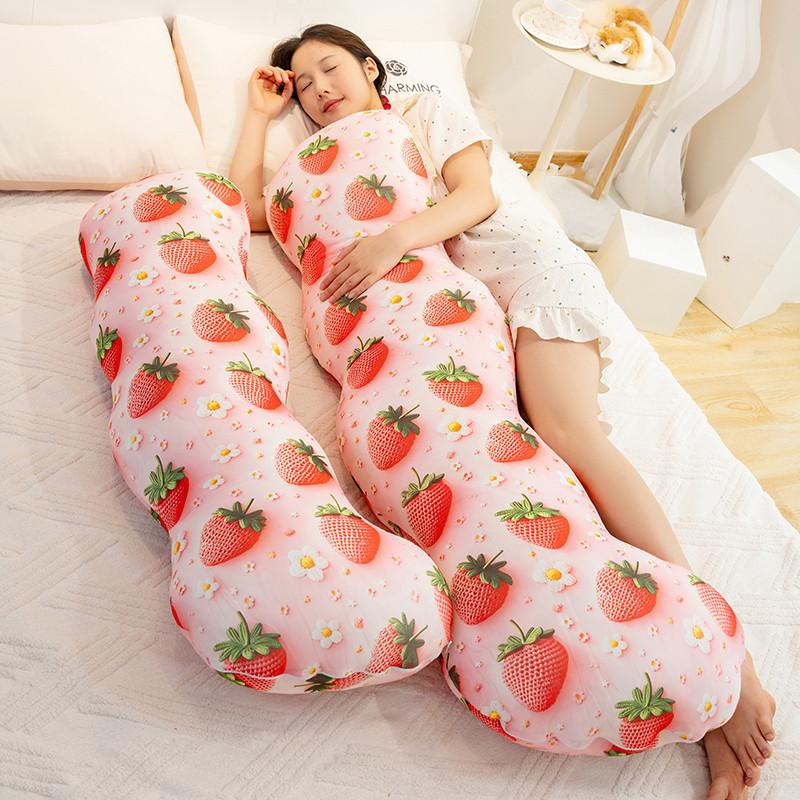 Dismantled And Washed, Ice Silk Long Throw Pillow, Girl Hugs And Sleeps, Side Sleeping, Curved Pillow Pinch Leg Long Pillow, Bedside Cushion