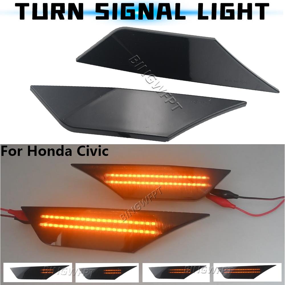 2Pcs Smoked Lens LED Side Marker Car Lights For Honda Civic 2016 2017 2018  34300-TET-H01 Auto Reflector Turn Signal Lights