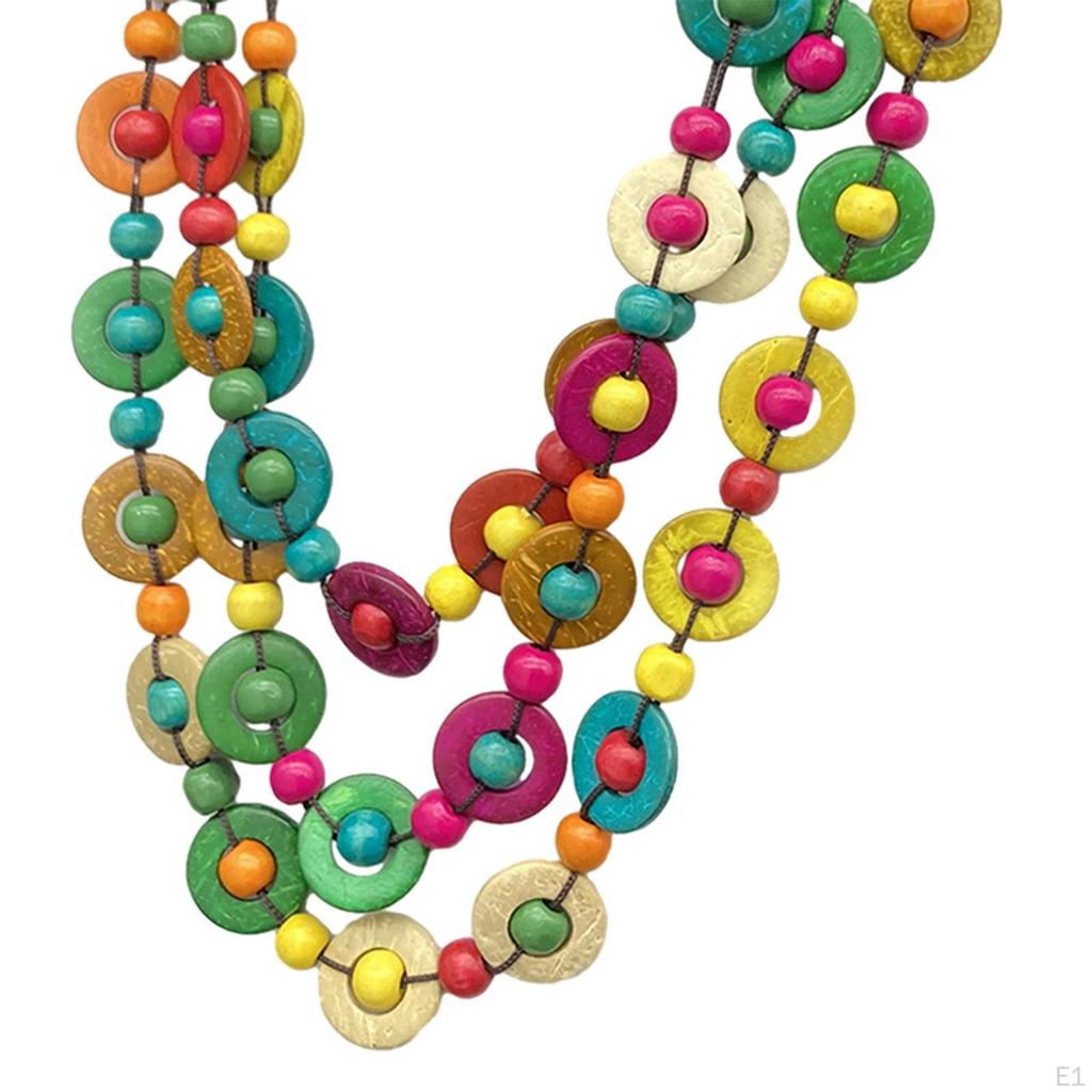 Bohemian Necklace Jewelry Costume Wood Bead for Women Lady Birthday