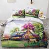 Set Biancheria da Letto Principessa dei Sogni Scenario PrimaverileFioriAlberoPittura a OlioCopripiuminoFedereSet Letto Retro Verde Romantico2 3 Pezzi