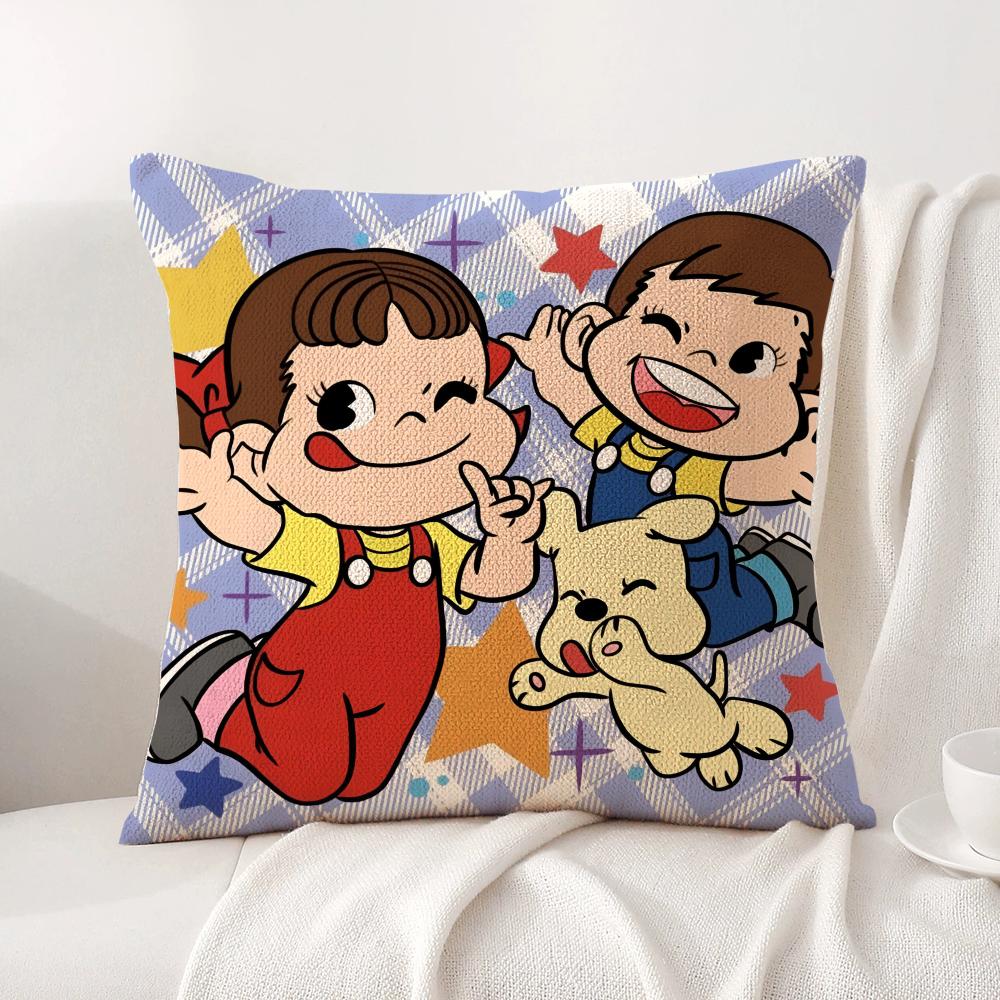 Candy Brand F-Fujiya Cushion Cover Linen Organic Fabric Double-Sided Printing Breathable Pillow Case Sofa Home Decor Gift