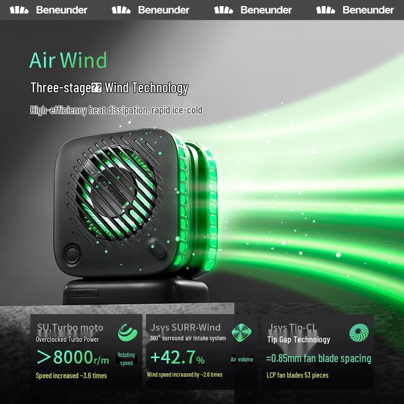 beneunder Ultra-Light Portable Neck Card Fan