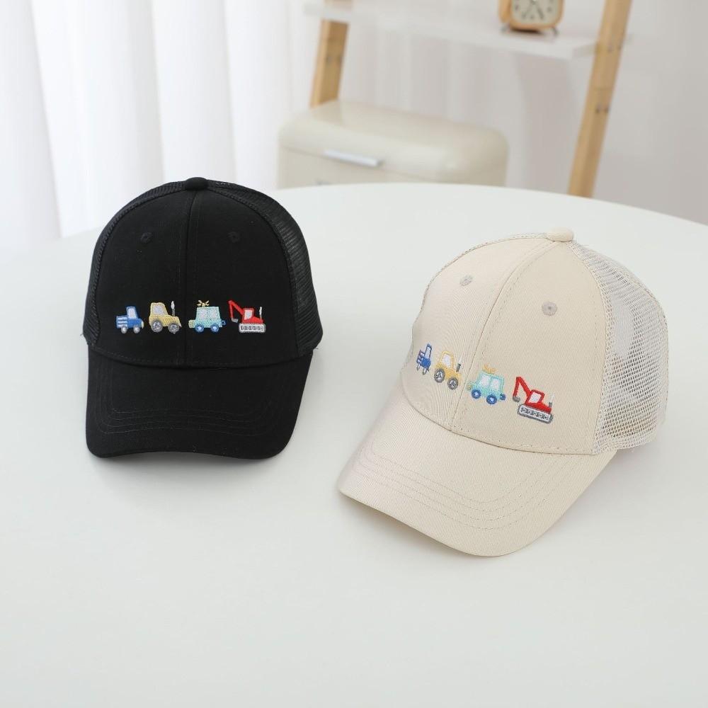 Fashion Cartoon Car Excavator Embroidered Children'S Baseball Caps Casual Mesh Toddler Peaked Caps Breathable Sun Hats Outdoor