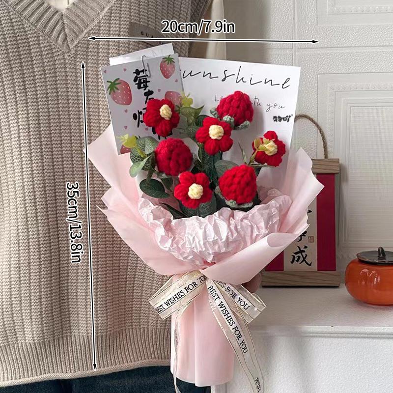 Mazzo di Girasoli all'Uncinetto Fiori Artificiali Lavorati a Mano Mazzi Fiore per Laurea con Sacchetto Regalo Matrimonio per Invitati