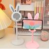 Easter Bunny Phone Holder, Pink Floral Rabbit Ears Bow, 0-90° Adjustable ABS Stand for Smartphones, Home Office Decor