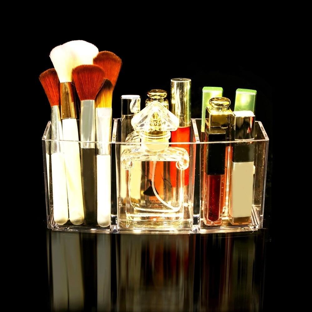 Clear Brush Holder Plastic Makeup Storage Tray Jewelry Case Cosmetic Storage Box  Drawer Organizer