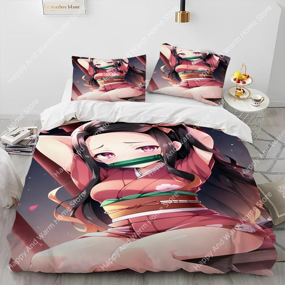 Comforter Demon Slayer Bedding Set Kamado Nezuko King Queen Full Single Size Boys Teen Gift