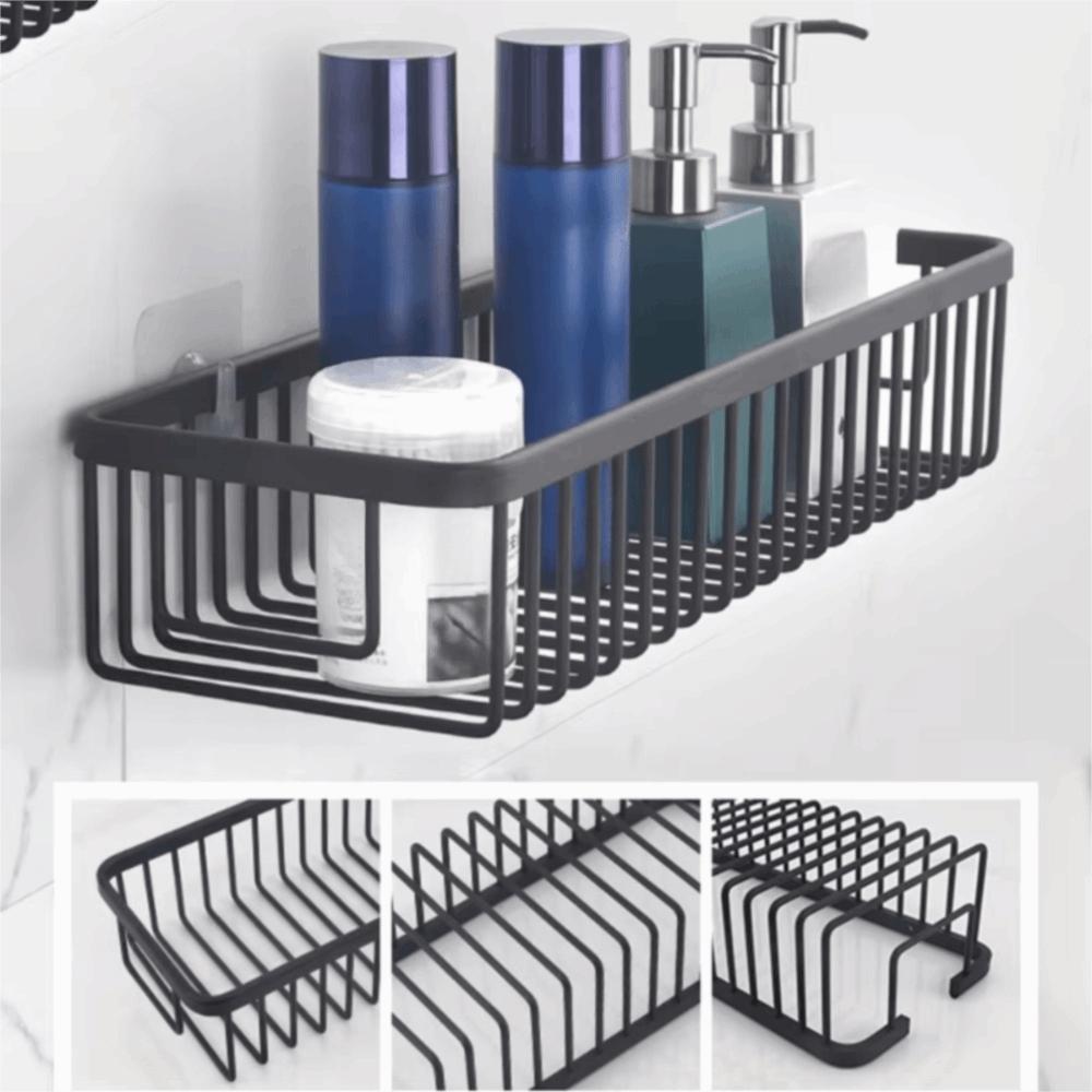 Wall Mounted Bathroom Storage Rack Black/White Kitchen Sponge Holder Cosmetics Storage Rack  Sink