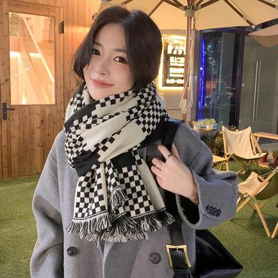 2024 British Checkered Women's Winter Scarf: Versatile Student & Couple Shawl