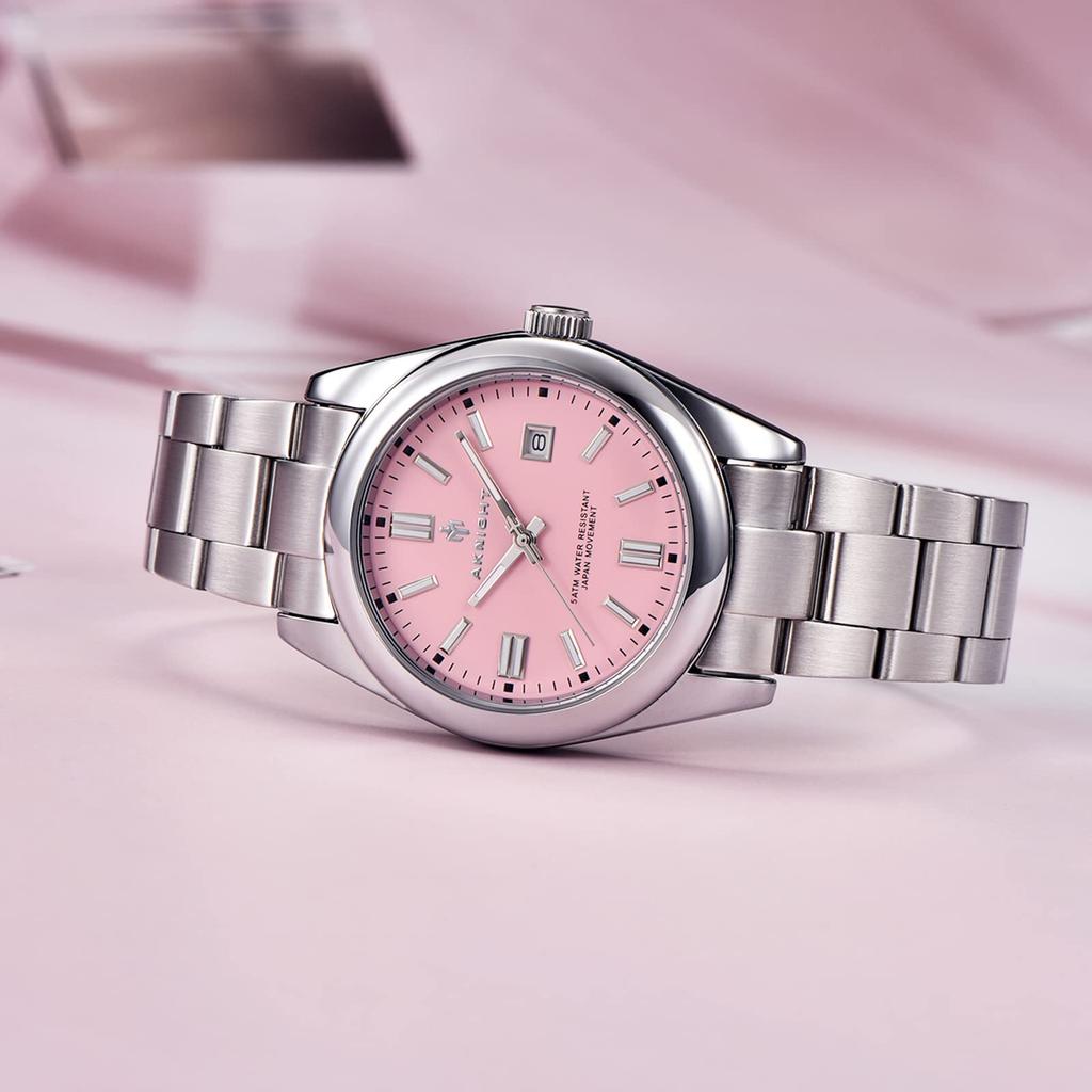 Hodinky Ručičkové Analogové Business Osvěžující Stylové Nerezová Ocel Luminiscenční Vodotěsné Datum Dárek Japonský Návod k Použití Součástí Růžový Pánský Ciferník,