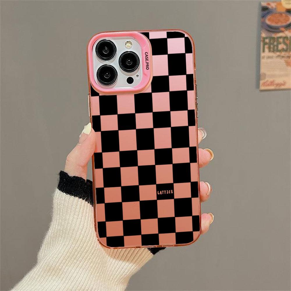 Modern Geometric Checkered Pattern Phone Case For iPhone 11 12 13 14 15 16 Pro Max 7 8 14 15 16 Plus X XR XS Max Protection Case