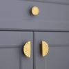 Brass Handle Semi-Circular Shape Door Knob Furniture Handles Sector Drawer Pulls Kitchen Cabinet Gold Knobs and Handles