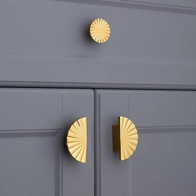 Brass Handle Semi-Circular Shape Door Knob Furniture Handles Sector Drawer Pulls Kitchen Cabinet Gold Knobs and Handles