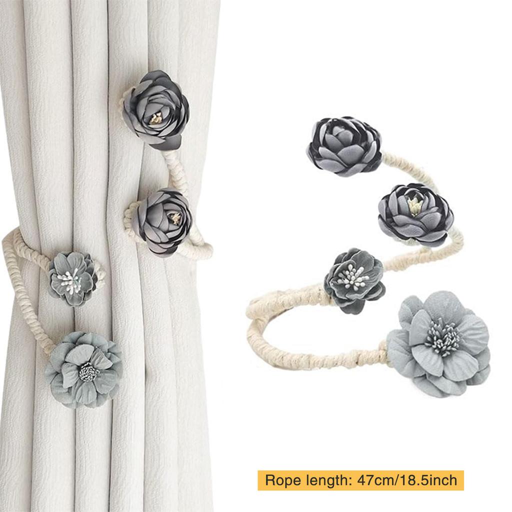 Rose Flower Curtain Tieback No Drill Hooks Creative Living Room Window Rope Tie Flower Curtain Holdbacks for Home Decor