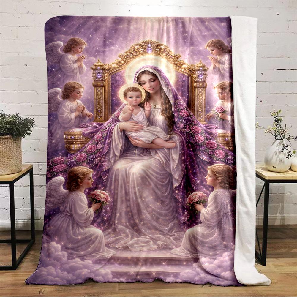 Heavenly Angelic Scene in Soft Pastel ColorsFlannel blanket for bedroom, living room, sofa, and nap