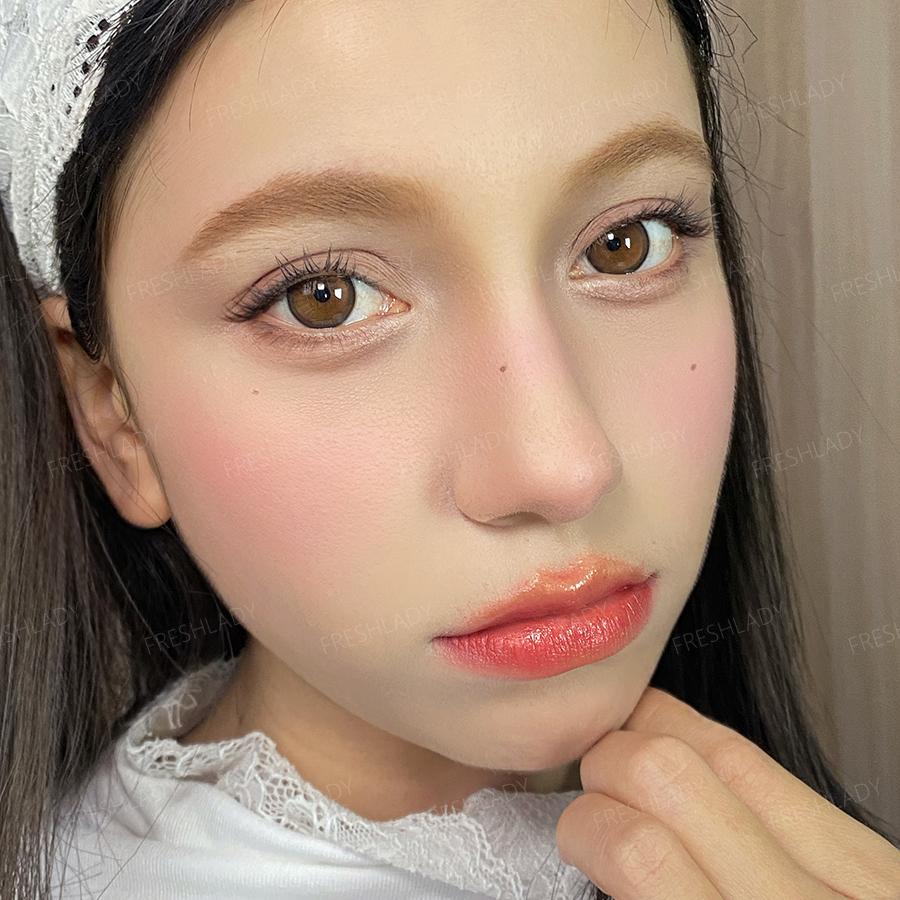 FreshLady 1 Pair 2pcs 14.20mm Natural Brown Colored Contact Lenses, Yearly Disposable 40% Water Contact Lenses