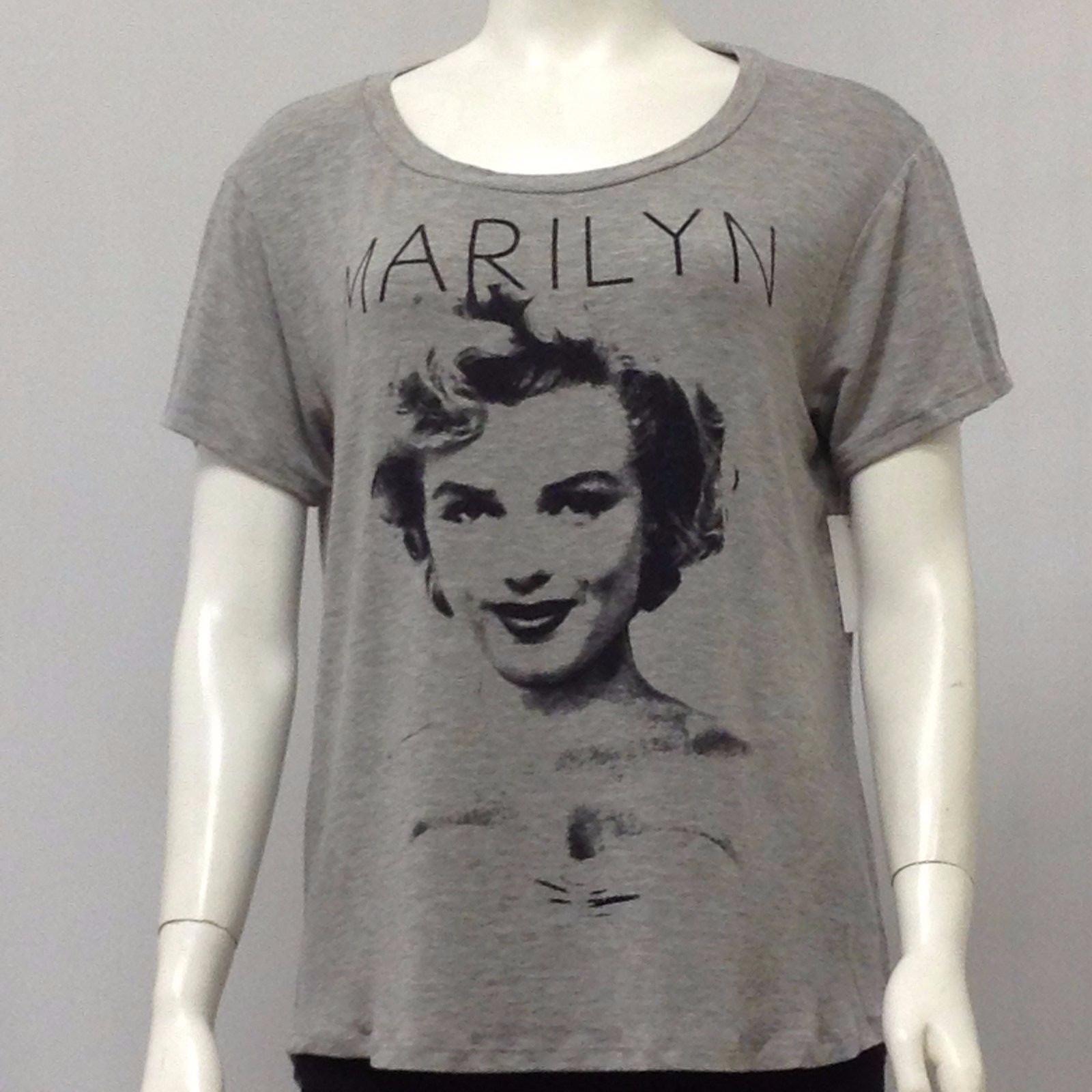 Women s Top- T Shirt -Marilyn Monroe -Scoop Neck T-Shirt, Gray, Size Medium-NEW M
