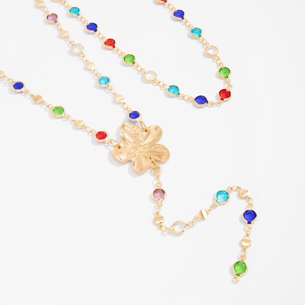 Crystal Tassel Necklace for Women Flower Rhinestone Choker Bohemian Statement Party Jewelry Gift