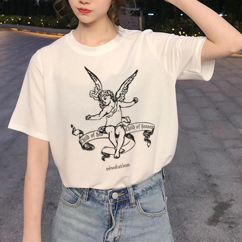 

New Harajuku Angel Funny T Shirt Women Ullzang Aesthetic Kawaii Tshirt 90s Graphic Cartoon Tshirt Korean Style Top Tees Female S