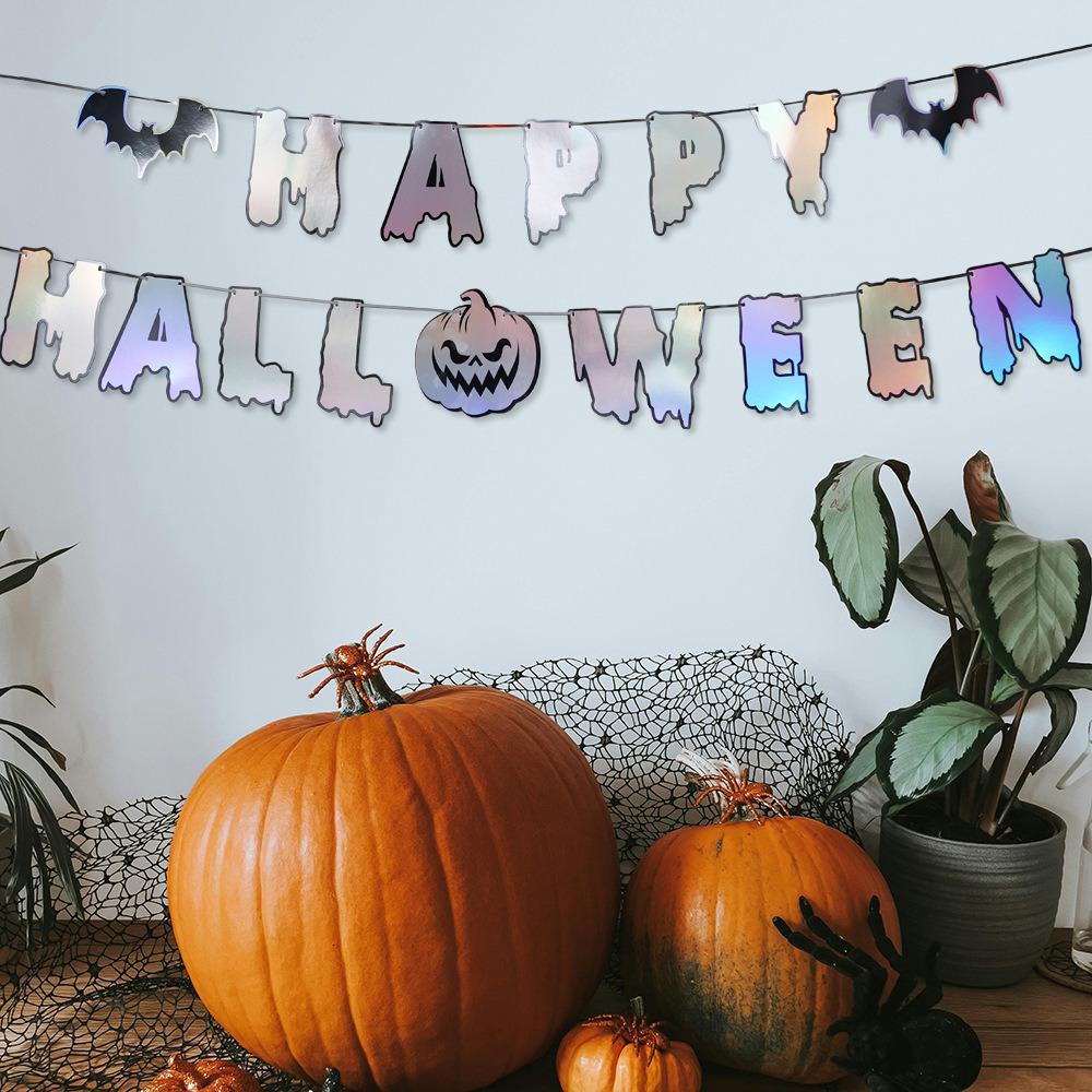 Halloween Pumpkin & Spider Banner - Festive Paper Hanging Decorations